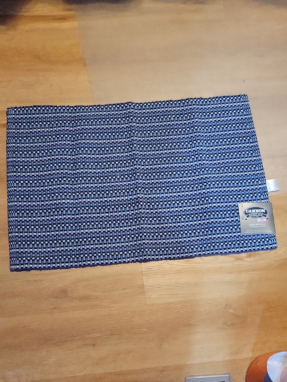 Canon Heritage Cotton Rug - Blue, Light Blue, White Check